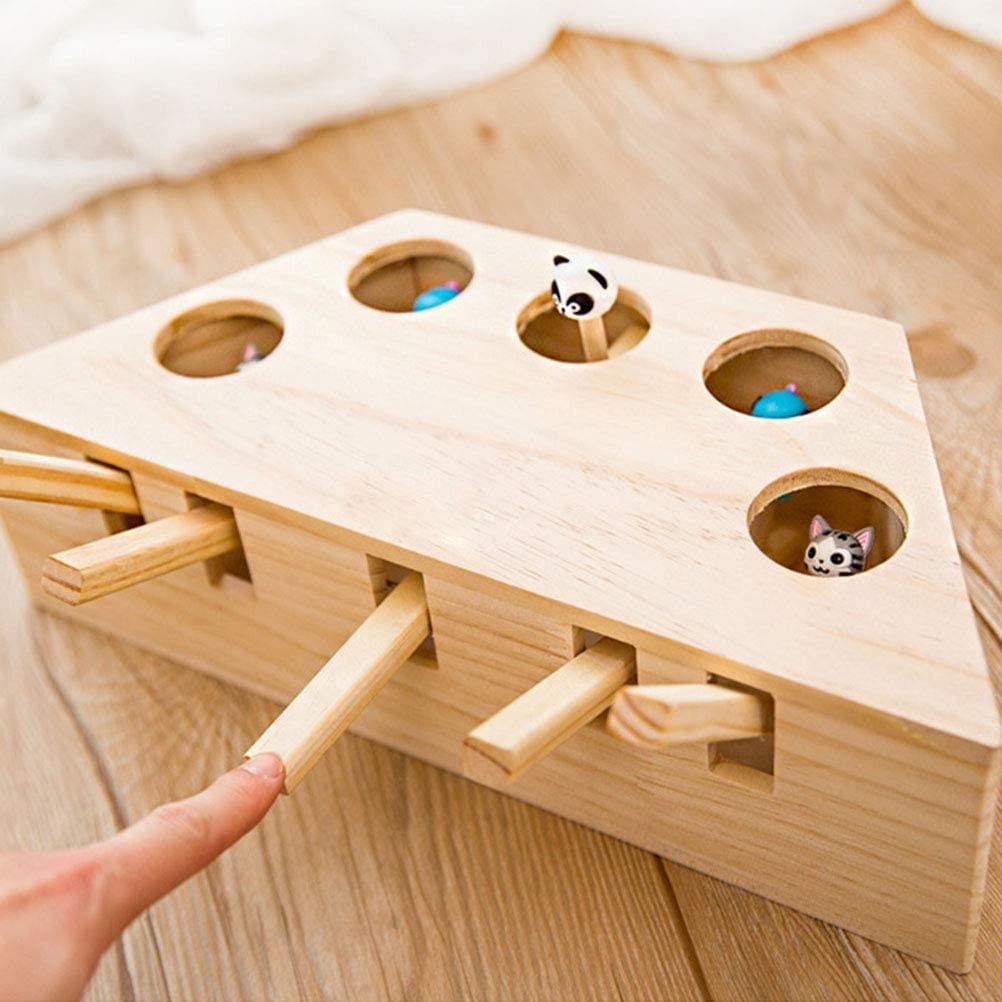 Interactive Cat Toy with Automatic Pop-Up Mole Design for Scratching & Play – Self-Entertainment Kitten Activity Board for Indoor Use, 12×8×4 Inches