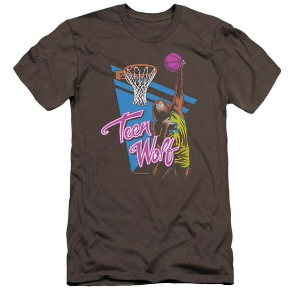 Teen Wolf Slam Dunk Premium Adult Slim Fit 30/1 T-Shirt Charcoal