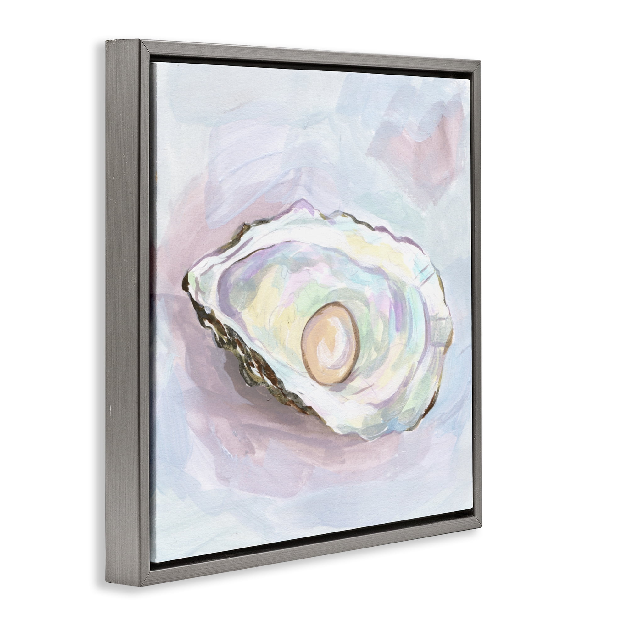 Stupell Industries Silent Opal Oyster Gray Framed Floater Canvas Wall Art, design by Melissa Wang