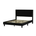 thumbnail image 4 of Williamspace Queen Size Bed Frame with Velvet Upholstered Wingback Headboard,Nailhead Trim Platform Bed Frame for Bedroom,Black, 4 of 6