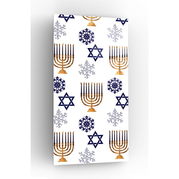 Epic Art 'Punny Hanukkah Collection B' by Alicia Ludwig, Acrylic Glass Wall Art, 12"x24"