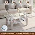 thumbnail image 3 of Glass Coffee Table for Living Room, SEGMART Modern Coffee Table with Lower Shelf, Rectangle Center Table with Metal Legs, Glass Table, Sofa Table, Tea Table, Living Room Table, 3 of 9