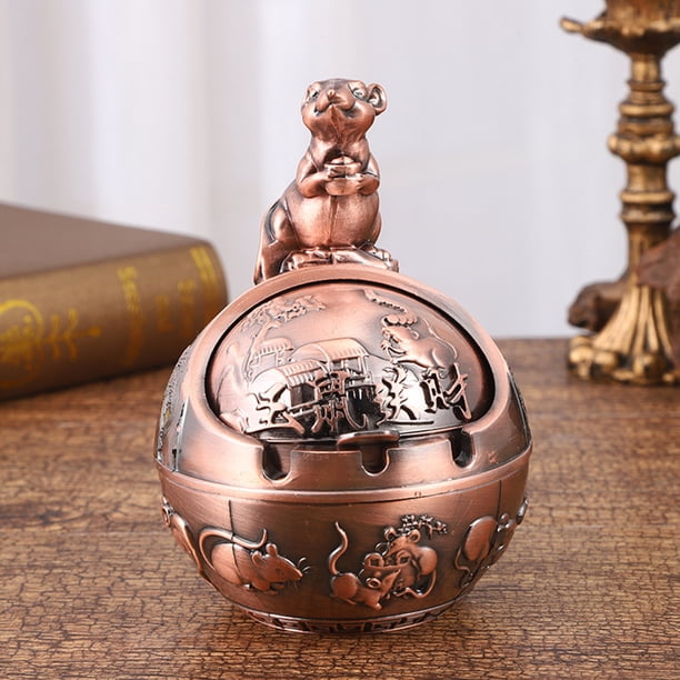 置物 YM YAOMOBB Ashtray Ornament Exquisite Vintage Ash Tray Windproof