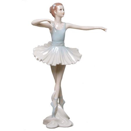 Graceful Porcelain - 8.75 Inch Porcelain Figurine Graceful Ballerina En Pointe Blue Tutu