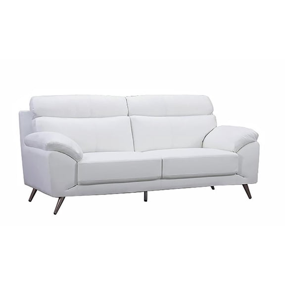 Pemberly Row Contemporary Transitional Leather Sofa in White