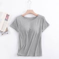 thumbnail image 2 of MEZZALL Women T-Shirts Summer Short Sleeve T Shirts With Built In Bra Pads For Casual Daily Wear O-Neck Cozy Solid Color Tops, 2 of 5