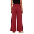 thumbnail image 7 of GUACER No Boundarie Women's Cotton Linen Wide Leg Pants Boho Crochet Lace Side Drawstring Pants with Pockets, 7 of 7