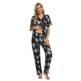 thumbnail image 2 of MintLimit Women's Silk Satin Pajamas Set Short Sleeve Floral Loungewear Sleepwear, 2 of 5