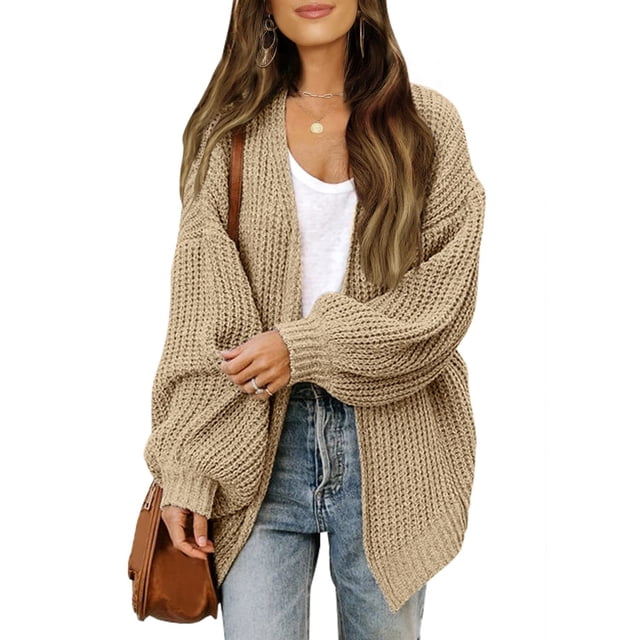 Ropa de mujer, cárdigan de manga larga con cuello en V y botones de aguja gruesa, suéter de punto con bolsillos para otoño e invierno, abrigo para mujer
