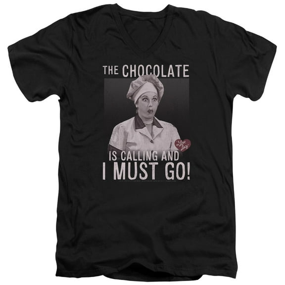 I Love Lucy - Chocolate Calling - Slim Fit V Neck Shirt - X-Large