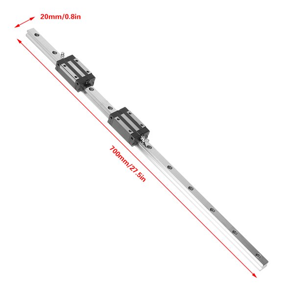 700mm, 2 Uds., Riel Guía Lineal HGR20-700mm Y 1 Ud., Tornillo De Bola RM1605-700mm Y Kit BF12/BK12