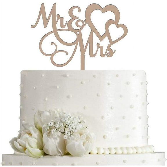 Mr and Mrs Cake Topper - Wedding, Engagement, Wedding Anniversary Cake Toppers Decorations, Mirror Rose Gold Acrylic