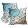 thumbnail image 2 of Outdoor Throw Pillow Cover Abstrict Geometric Wave Line Stripe Waterproof Cushion Covers 2 Pack Gradient Teal White Brown Pillow Cases Home Decoration for Patio Garden Couch Sofa, 2 of 7