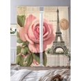 thumbnail image 2 of Pink Spring Floral Sheer Curtains for Living Room Bedroom Vintage Rose Flower Retro Sheer Curtains 96 Inch Long 2 Panels Set Light Filtering Curtain Window Treatments Drapes for Dining Room, 2 of 6
