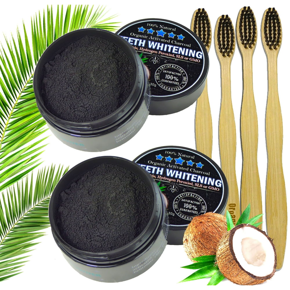 2pc Charcoal Teeth Whitening Powder, Natural Activated Charcoal Coconut