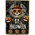 thumbnail image 2 of America Forever Skeleton Halloween Garden Flag, 12.5 x 18 inch Double Sided, Spooky Halloween Night Yard Sign, Pumpkin Head and Bats Flags, Seasonal Outdoor Decorative for Lawn and Garden, 2 of 5