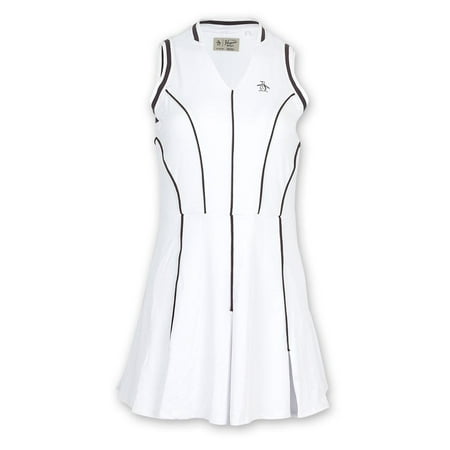 

Penguin Women`s Short Sleeve V-Neck Piped Tennis Dress with Shelf Bra ( MEDIUM Bright White )