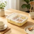 thumbnail image 2 of Plastic Bento Box,Rectangular Buckle Airtight Leakproof Portable Divided Lunch Container | Office Meal Prep Container | Refrigerator Food Storage | Perfect for Outdoor Travel & Picnic,Yellow, 2 of 7