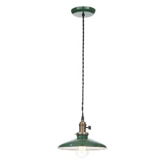 B&P Lamp® Black Pendant Porcelain Lamp, Complete With Shade, Socket, Cord, And Canopy, 10 In Diameter