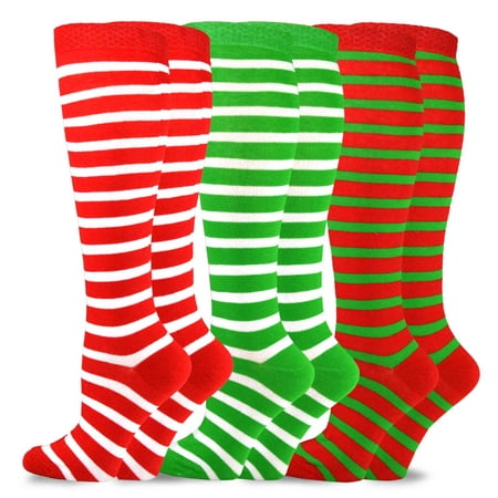 TeeHee Christmas and Holiday Fun Knee High Socks for Women 3-Pack