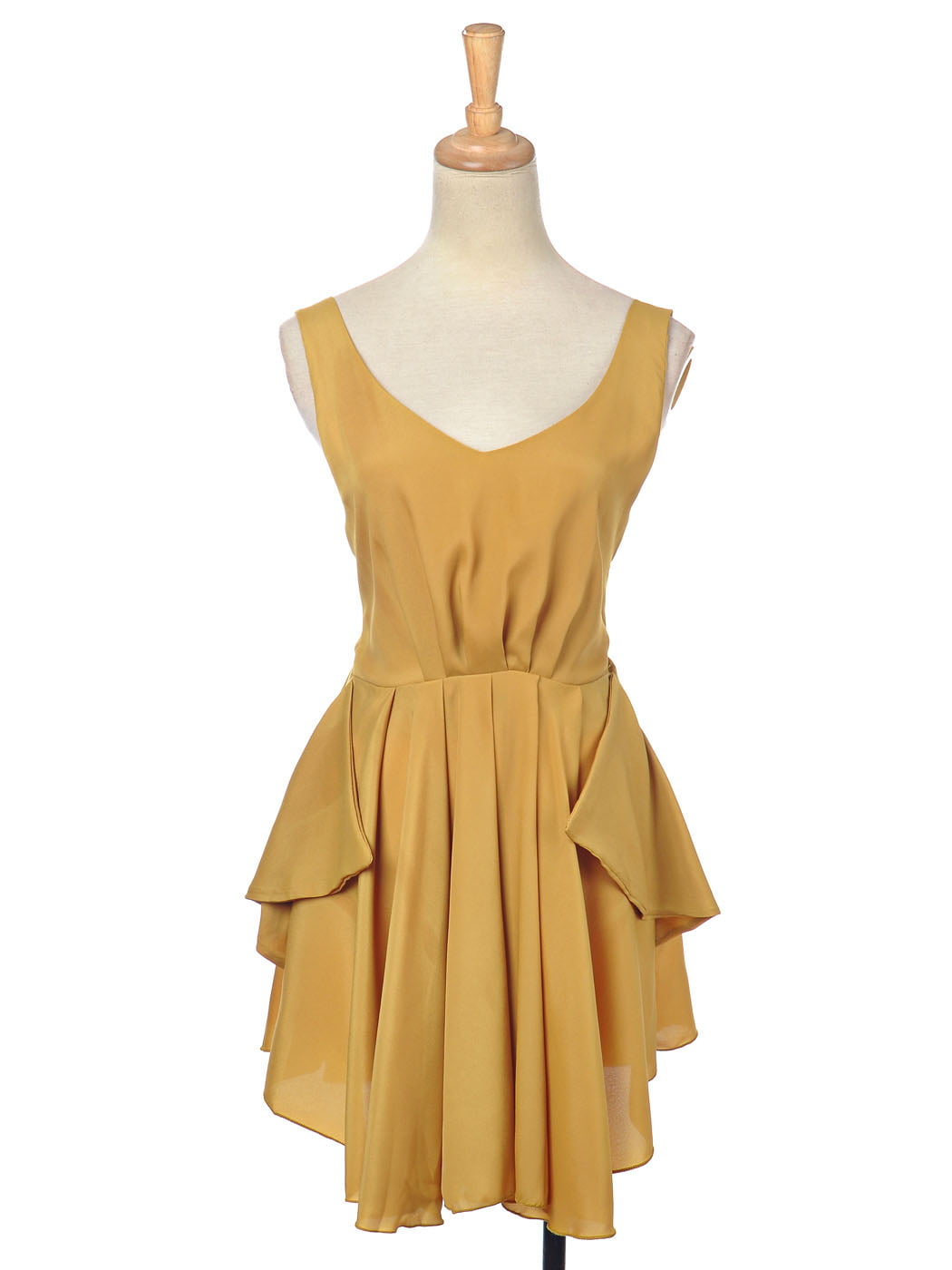 S/M Fit Golden Yellow Classic Romantic V-neck Semi Formal Dress ...