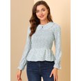 thumbnail image 3 of Blusa de gasa con cuello de peplum y cuello de peplum floral Ditsy para mujer Lavanda S, 3 of 6