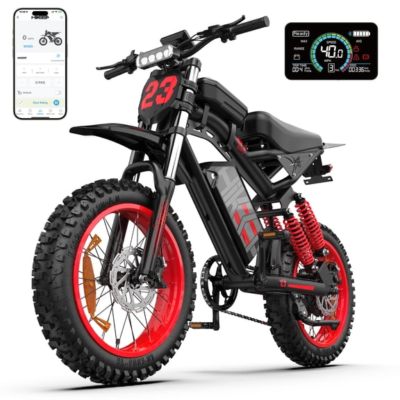 Electric Bike for Adults 3000W, 52V 40Ah Long Range E-Bike, 85 Miles Fat Tire Electric Mountain Bicycle, 20"x4" Electric Dirt Bike, Full Suspension 7-Speed Shimano, Off-Road Ebike, UL2849, Black
