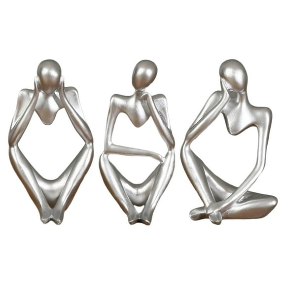3 Pieces Thinker Resin Sculpture Statue Abstract Thinker Sculpture Figurine Home