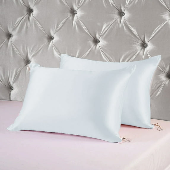 Gilbin Satin Pillowcase for Hair and Skin Silk Pillowcases Set of 2 - with Envelope Closure - with Hidden Zipper - King Satin Pillowcase (White)