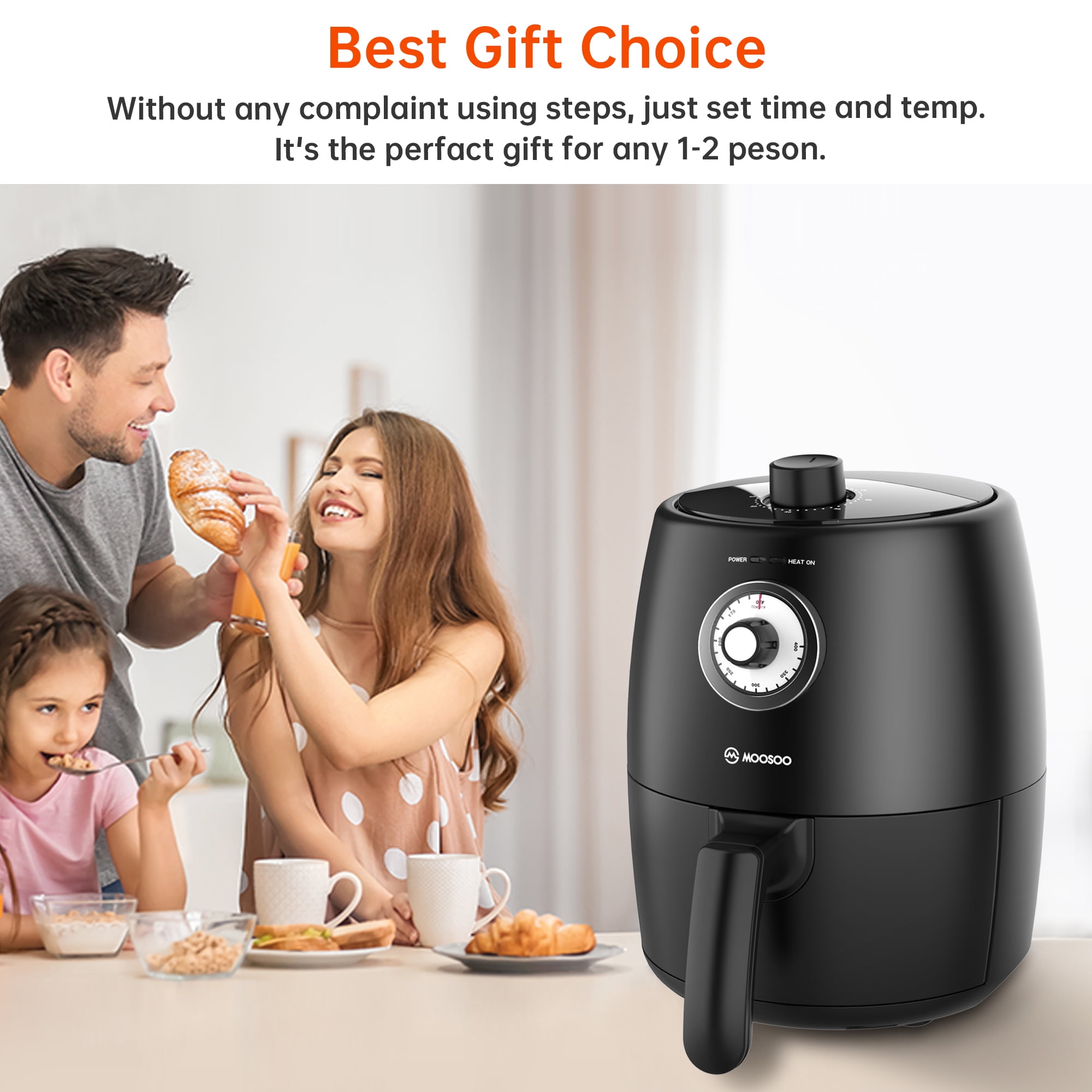 MOOSOO Air Fryer with 50pcs Air Fryer Paper Liners, Nonstick Basket , 100 Recipes