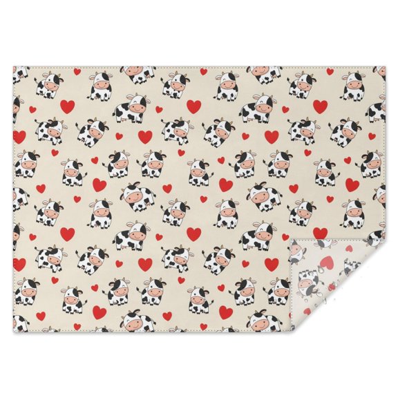 Beige Cow Heart Pattern Rectangle Tablecloth 60"x84",Waterproof Polyester Rectangle Table Cloth, Wipeable Spillproof Polyester Tablecloth for Dining, Camping, Indoor and Outdoor