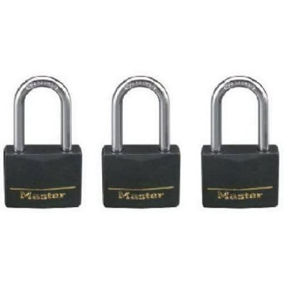 Master Lock Covered Aluminum Padlock 141TRILF - Key Lock, Easy Installation - 3 Pack, 1-9/16 In