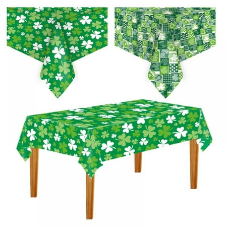 

St Patrick s Day Tablecloths Holiday Decorations Shamrock Table Skirt Plastic Lucky Irish Table Covers for Rectangle Tables St Patrick s Day Favors 54 x 90 Inches