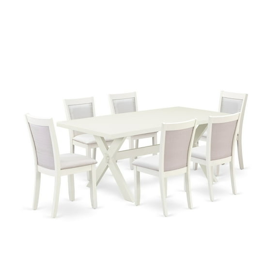 X027MZ001-7 7Pc Kitchen Set - Rectangular Table and 6 Parson Chairs - Multi-Color Color