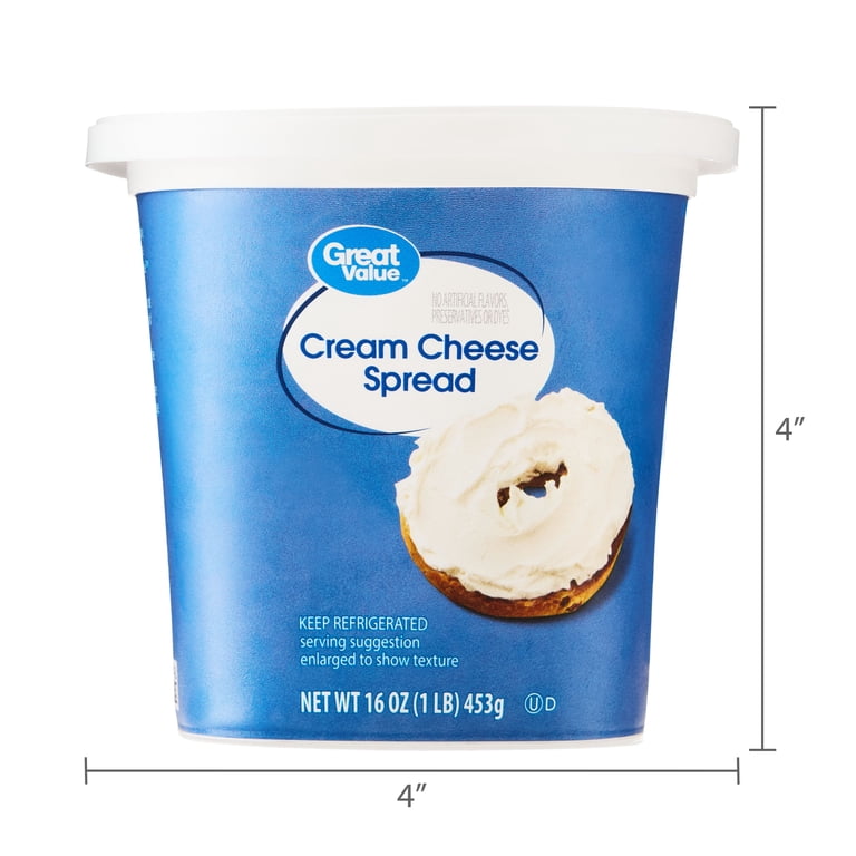 Great Value Cream Cheese Spread, 16 oz Tub, Smooth and Spreadable