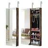 Full-Length Mirror Jewelry Storage Cabinet with Slide Rail - Door or Wall Mountable for Stylish Organization-Antique Gray