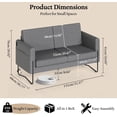 thumbnail image 3 of LAZZO 51" Loveseat Sofa, 2 Seater Small Space Couch with USB Charging Port & Side Pocket for Bedroom Office, Gray, 3 of 8