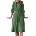 thumbnail image 1 of Liacowi Women Solid Color Kimono Robes Loose Belted Bathrobe V-Neck Half Sleeves Soft Sleepwear Loungewear, 1 of 5