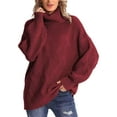thumbnail image 2 of Wassery Women Knitted Turtleneck Sweaters Solid Color Long Sleeve Knit Pullover Tops Lady Autumn Winter Casual Knitwear, 2 of 6