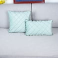 thumbnail image 3 of Almohada clásica de terciopelo holandés a cuadros con bola de lana de encaje, cómoda y exquisita funda de almohada duradera, 3 of 5