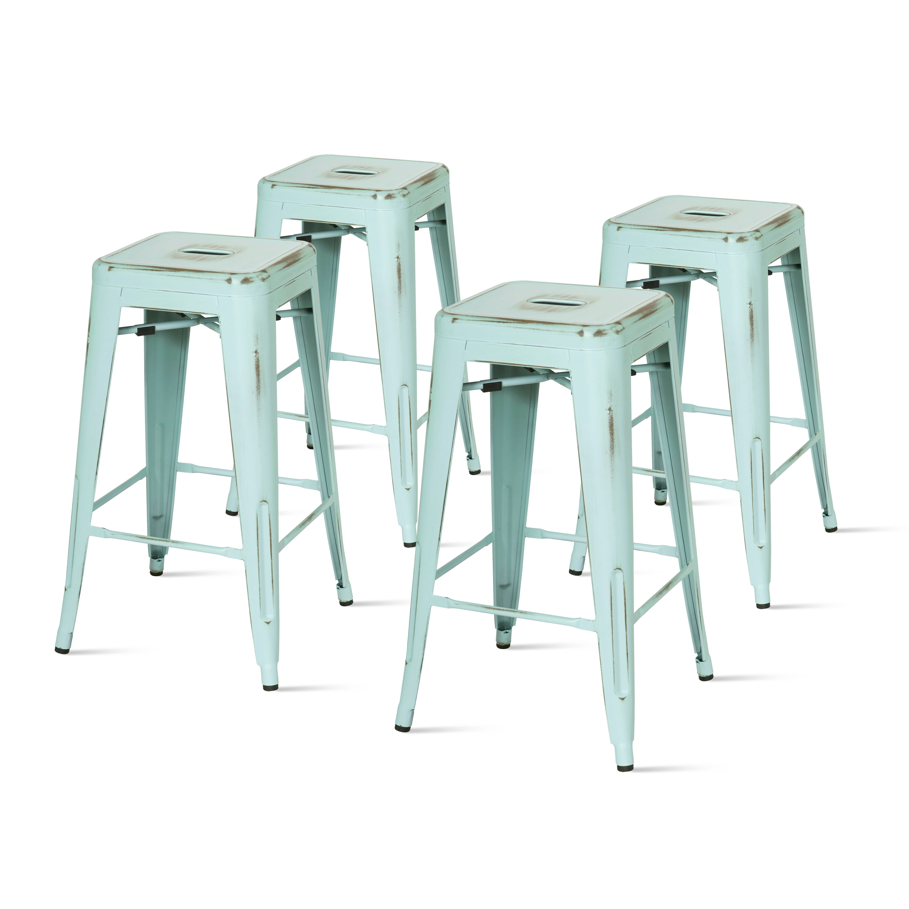 Metropolis Stackable Metal Backless Counter Stool (Set of 4), Multiple