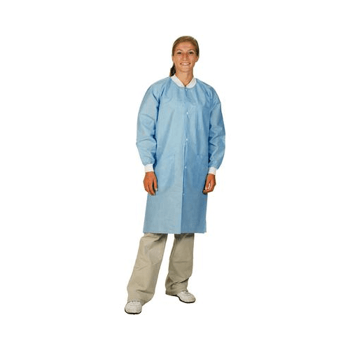 Valumax 3660mbl Extra Safe Knee Length Lab Coats Medical Blue Large 10 Pk