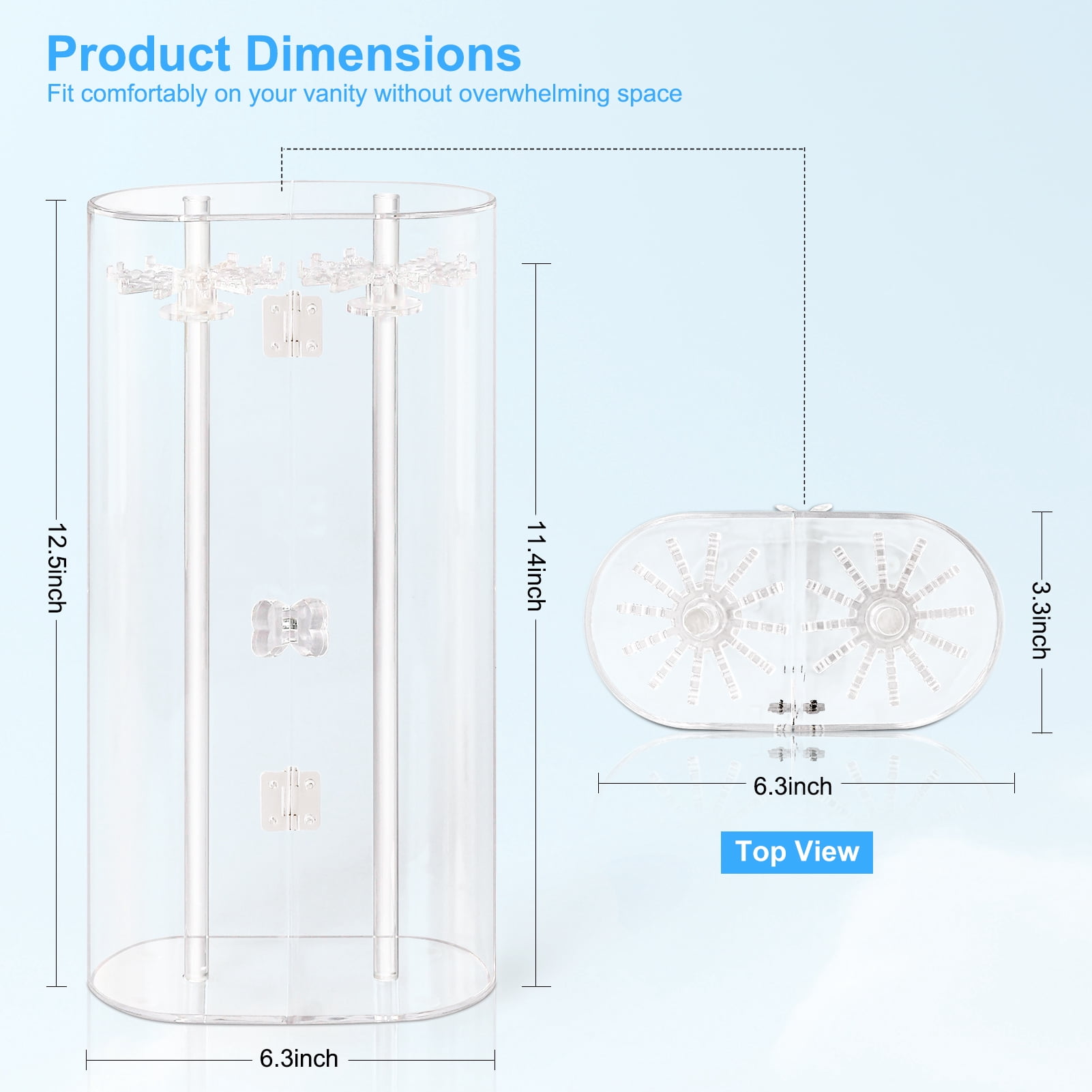 Haturi Acrylic Necklace Holder, Clear Necklace Organizer with 24 Hooks, Dustproof Rotation Jewelry Storage Holder Stand, Long Necklaces Pendant Bracelets Display Case