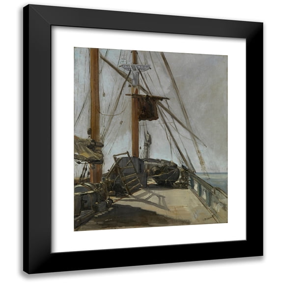 Édouard Manet 12x14 Black Modern Framed Museum Art Print Titled - The Ship's Deck
