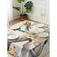 thumbnail image 3 of Easter Suqare Tablecloth - 60 x 60 Inch, Spring Watercolor Vintage Bunny Eggs Flower Waterproof & StainResistant Tablecloth, Washable Oil-proof Table Cover for Dining/Party/Wedding/Camping/Buffet, 3 of 9