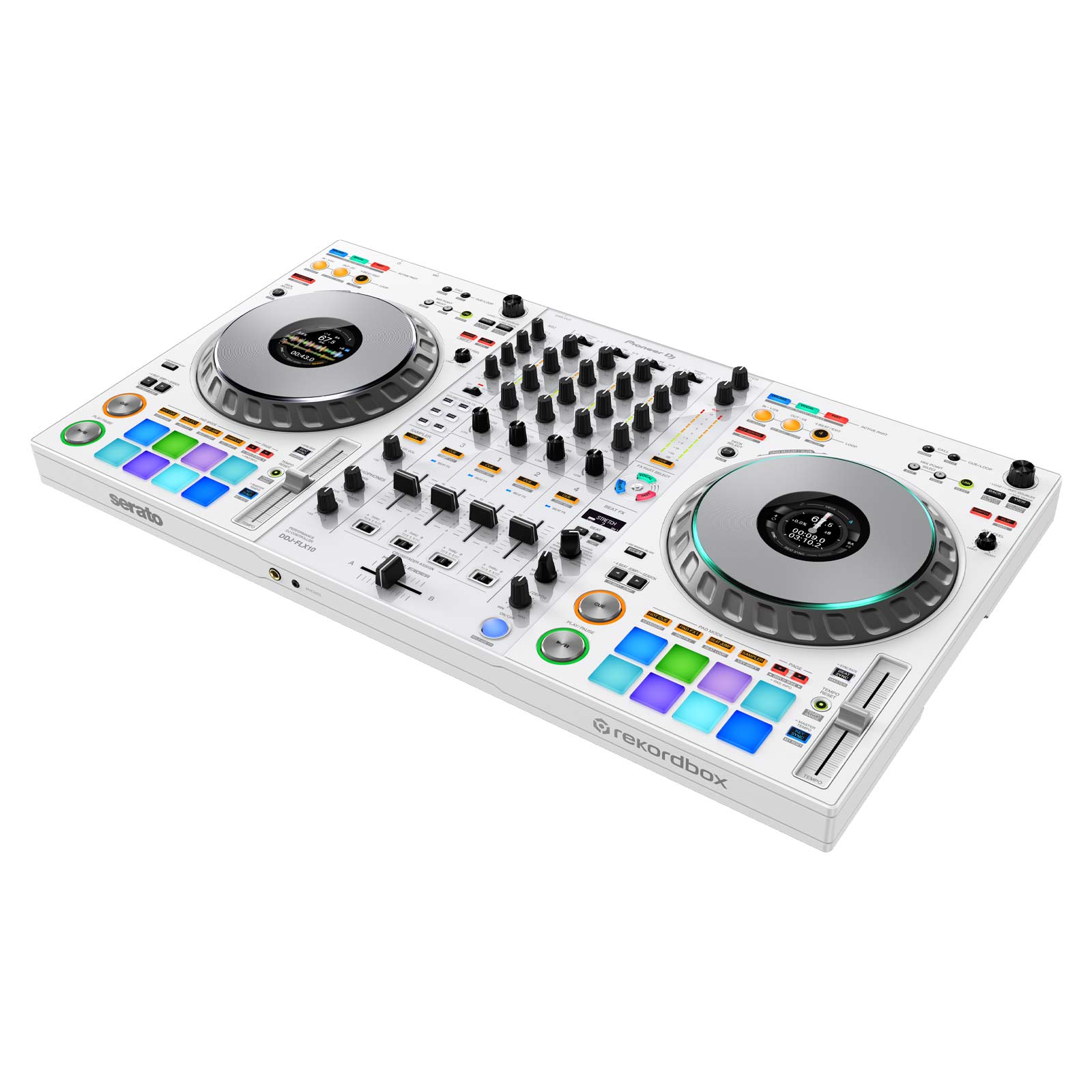 Pioneer DJ DDJ-FLX10-W 4-Channel DJ Controller White with Black Finish Case Package