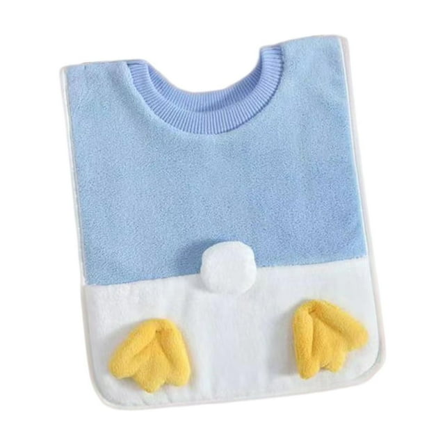 Babero impermeable para niños, delantal para lavarse la cara, cuello ajustable, toallas para saliva Pies de pato azul