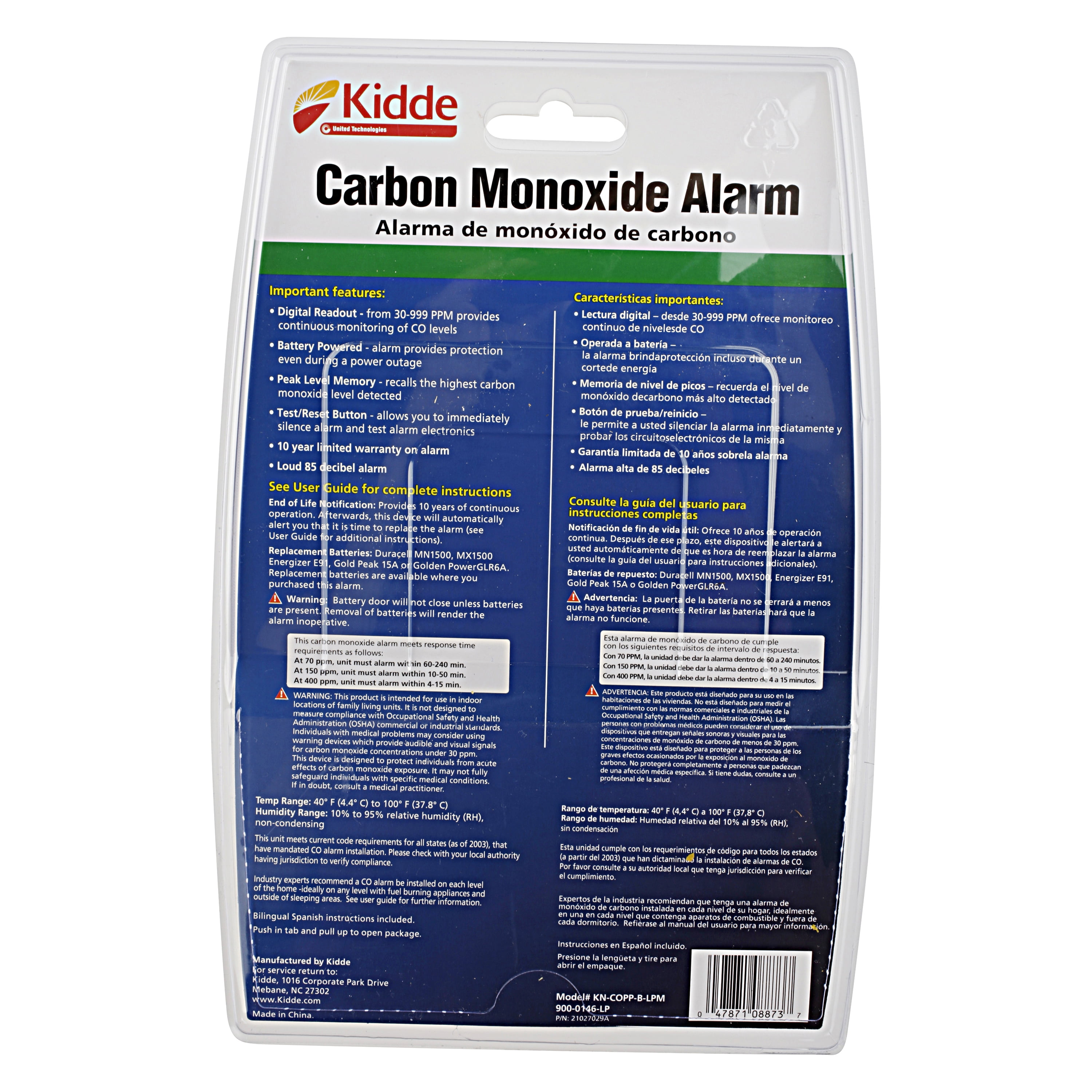 Kidde Battery Operated Carbon Monoxide Alarm With Digital Display Kn