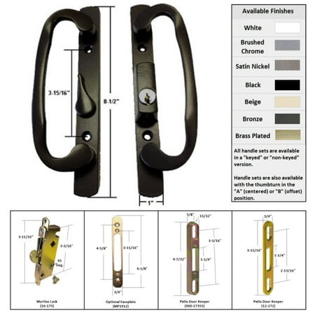 Sliding Glass Patio Door Handle Kit With Mortise Lock And Keepers