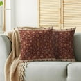 thumbnail image 2 of Burgundy Floral Block Print Pillow Covers 16x16 Set of 2 Vintage Persian Tabriz Rug Design Carpet Pattern Decorative Throw Pillow Cases Outdoor Farmhouse Modern Boho Decoration for Sofa Couch Bed, 2 of 6